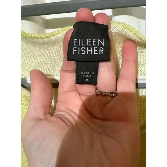 Eileen Fisher Women's V-Neck Long Sleeve Yellow Wool Blend Blouse  M Minimalist - Picture 8 of 10